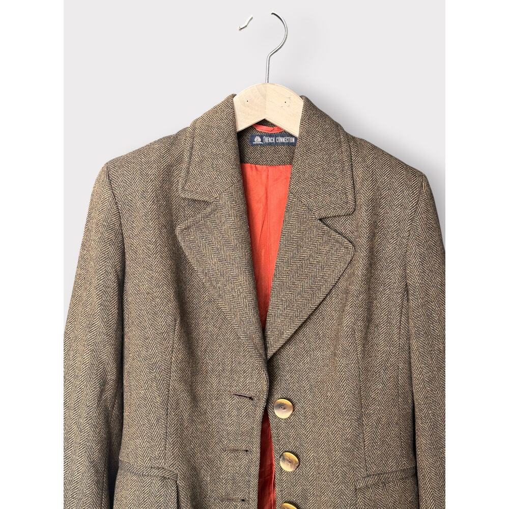 French Connection Herringbone Wool Brown Blazer, Women’s Size M - Picture 5 of 9